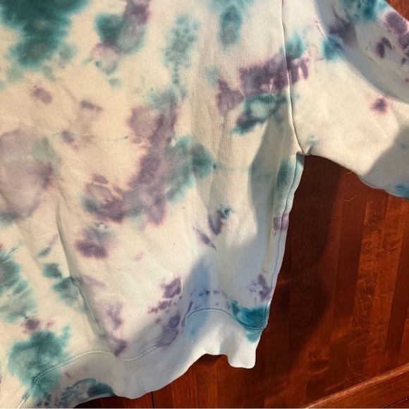 Pink Victorias Secret Baby Blue Off the Shoulder Tie Dye Sweatshirt EUC It#C56 - Picture 14 of 15